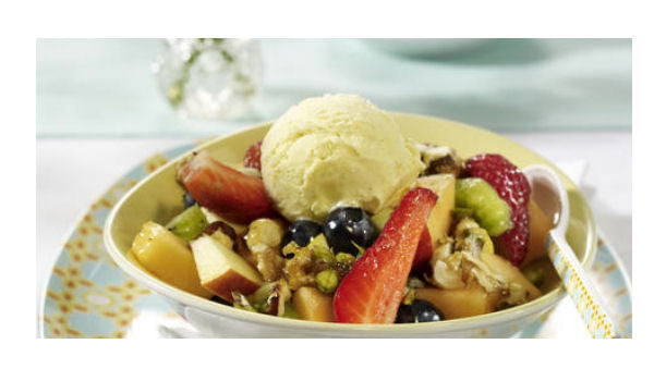 Summer Fruit Salad with Crunchy Nut Topping